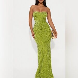 Sequin Strapless Gown